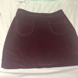Red velvet skirt